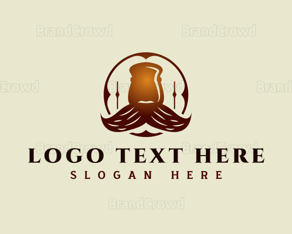 Barber Mustache Brush Logo