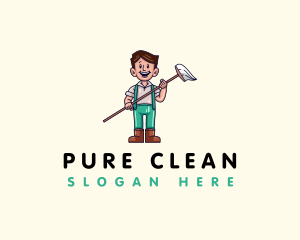 Janitor Cleaning Mop logo design