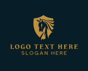 Stallion - Gold Horse Equestrian logo design