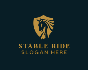 Horseback - Gold Horse Equestrian logo design