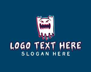Scary - Gamer Ghost Glitch logo design