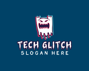 Gamer Ghost Glitch logo design