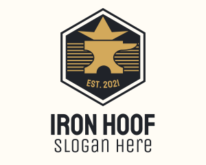 Gold Anvil Hexagon Badge logo design