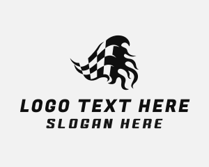 Flag - Flaming Racing Flag logo design