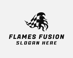 Flaming Racing Flag logo design