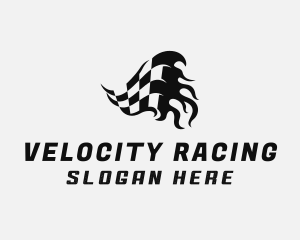 Flaming Racing Flag logo design