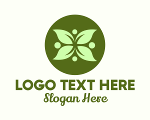 Vegan - Green Leaf Flower logo design