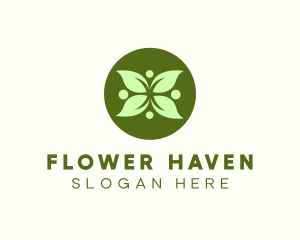 Green Leaf Flower logo design