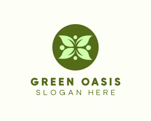 Green Leaf Flower logo design