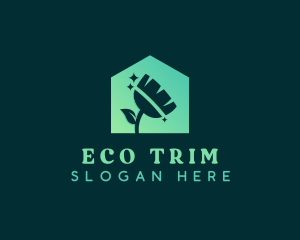 Eco Friendly House Broom logo design