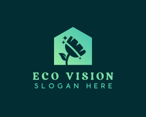 Eco Friendly House Broom logo design