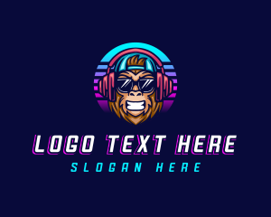 Mascot - Disc Jockey Monkey Musician logo design