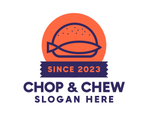 Fast Food - Seafood Fish Burger logo design