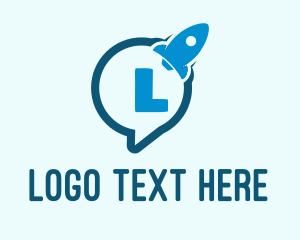 Communicate - Rocket Lettermark Message logo design