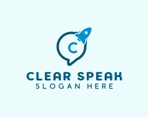 Speak - Rocket Speech Bubble logo design