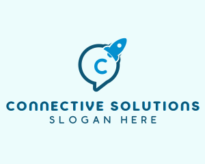 Communicate - Rocket Speech Bubble logo design