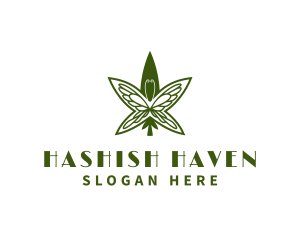Hashish - Butterfly Wings Weed logo design