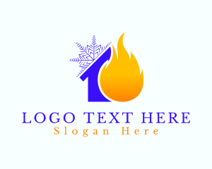 Snow - Flame House Snowflake logo design