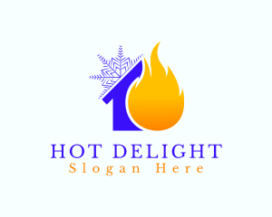 Flame House Snowflake logo design