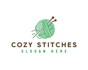 Yarn Knitting Needle logo design