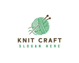 Yarn Knitting Needle logo design