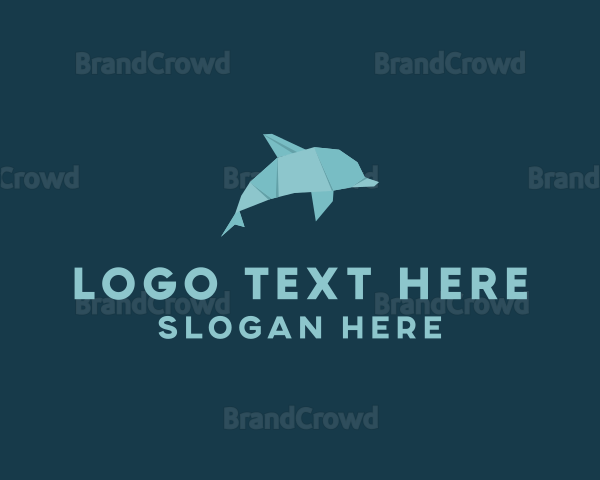 Aquatic Dolphin Origami Logo