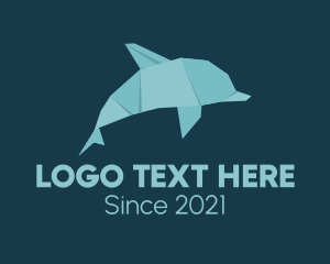 Marine Biology - Aquatic Dolphin Origami logo design