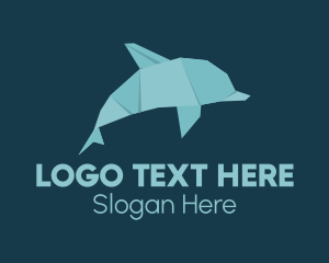 Aquatic Dolphin Origami Logo