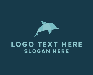 Aquarium - Aquatic Dolphin Origami logo design