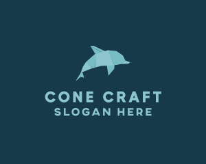 Aquatic Dolphin Origami logo design