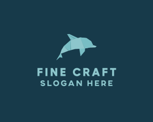 Aquatic Dolphin Origami logo design