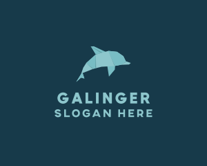 Aquatic Dolphin Origami logo design