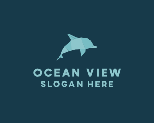 Aquatic Dolphin Origami logo design