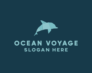 Aquatic Dolphin Origami logo design