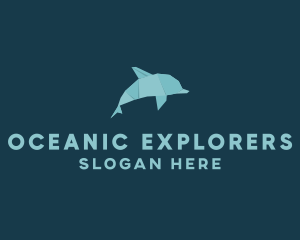 Marine Biology - Aquatic Dolphin Origami logo design