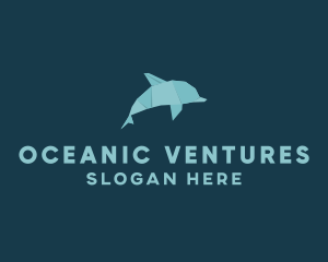 Aquatic Dolphin Origami logo design