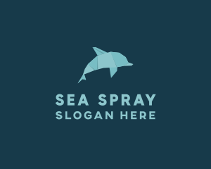 Aquatic Dolphin Origami logo design