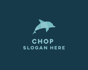 Sea Creature - Aquatic Dolphin Origami logo design