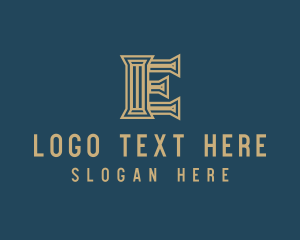 Paralegal - Pillar Column Letter E logo design