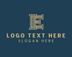 Pillar Column Letter E logo design