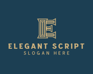 Pillar Column Letter E logo design