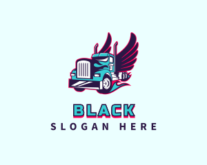 Trailer - Flaming Truck Wings logo design