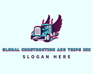 Trailer - Flaming Truck Wings logo design