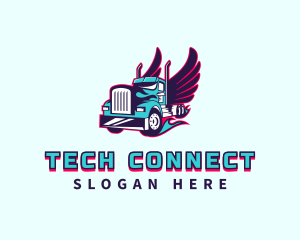 Vehicle - Flaming Truck Wings logo design