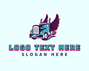 Moving Company - Flaming Truck Wings logo design