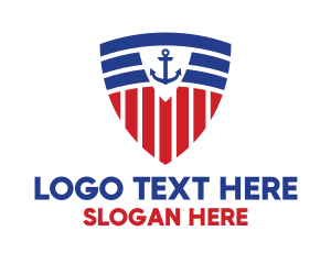 Aquatic - Stripe Anchor Shield logo design
