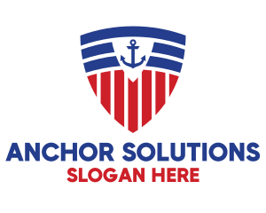 Anchor - Stripe Anchor Shield logo design