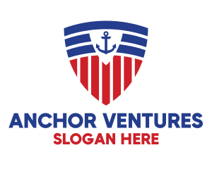 Anchor - Stripe Anchor Shield logo design