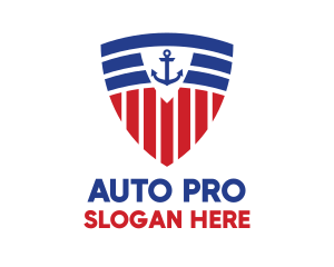 Marine - Stripe Anchor Shield logo design