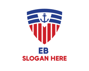 Sea - Stripe Anchor Shield logo design